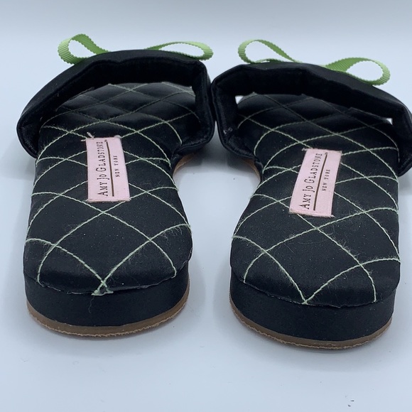 Amy Jo Gladstone Slippers Black Satin Slide On Mule - Picture 4 of 10